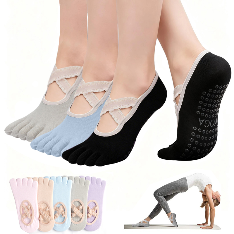 Pilates Yoga Sport - Chaussettes de Pilates antidérapantes pour femmes,