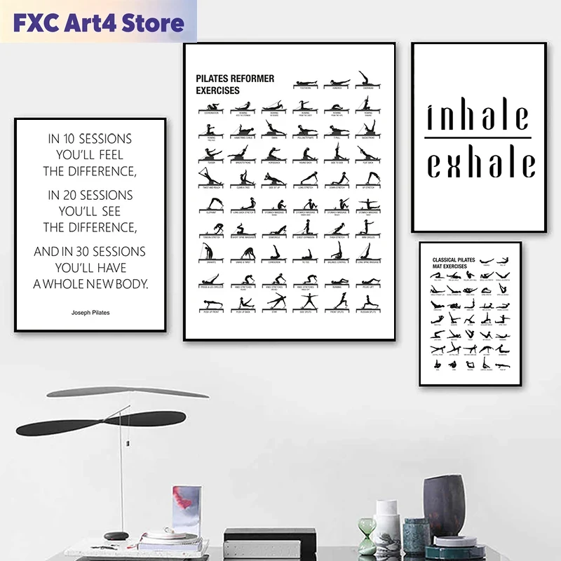 Pilates Yoga Sport - Affiche de tableau d'entraînement Pilates sans